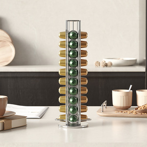 Organisateur <span class=keywords><strong>de</strong></span> capsules <span class=keywords><strong>de</strong></span> <span class=keywords><strong>caf</strong></span>é - Support rotatif en fer pour dosettes Nespresso, 360° °   Étagère <span class=keywords><strong>de</strong></span> présentation avec 40 emplacements - Product Image 2