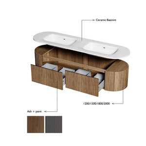 Meuble-lavabo de salle de bain moderne de luxe CE personnalisable avec lavabo en céramique, miroir intelligent et armoire murale – Australie - Product Image 4