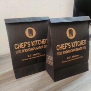Chef's <b>Kitchen</b> Indirapuram Kraft <b>Paper</b> Bags Gold Stamp Printing Recyclable Food Packaging Flat Handles Self Adhesive Seal - Product Image 1
