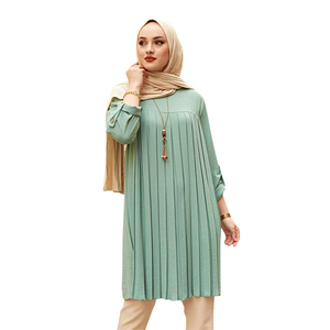 Gran oferta de verano, ropa de mujer de talla grande, vestido superior musulmán Abaya de Dubái, camisa plisada de manga larga, ropa informal - Product Image 4