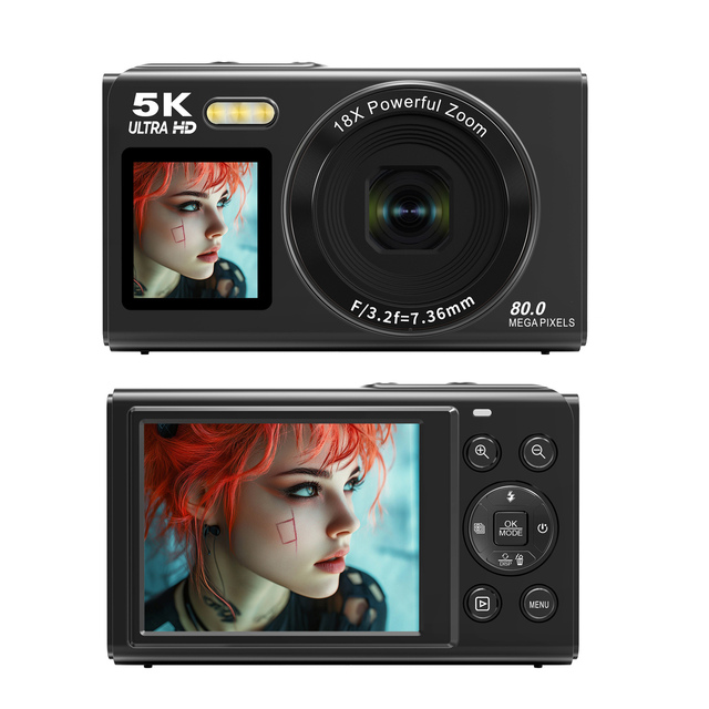 Digital Camera 4K 64MP WiFi 18X Zoom Dual Screen CMOS Electronic Stabilization Vlogging Camcorder for YouTube Live Streaming