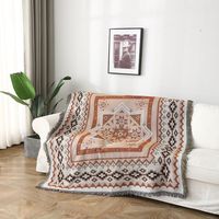 Vente en gros de couvertures de canapé ethniques bohèmes, couvertures en coton tissé géométrique jacquard aztèque marocain, couvertures de voyage