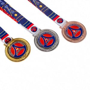 Médaille sportive en alliage de zinc avec ruban, fabrication en gros en usine, récompense 3D personnalisée, médaille de marathon, médaille d'or - Product Image 6