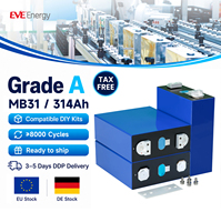 Cellule de Batterie LiFePO4 EVE MB31 314Ah 280Ah, 8000 Cycles, 3.2V, Rechargeable, pour Stockage d'Énergie