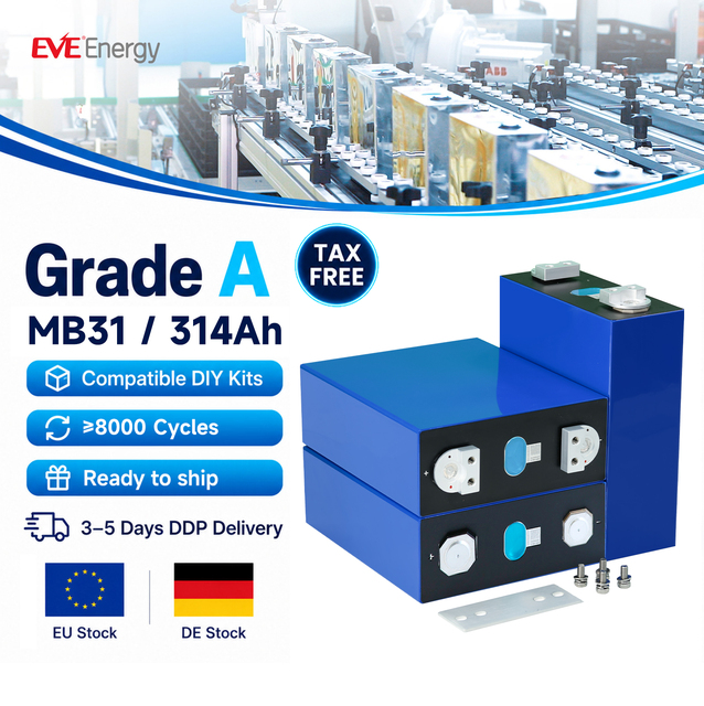 EVE MB31 Lifepo4 Battery Cell 314ah 280Ah 8000 Cycle 3.2V Rechargeable Battery Energy Storage Lifepo4 314ah Battery