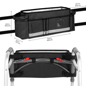 Sac de rangement personnalisé pour fauteuil roulant Pochette pour accoudoir avec porte-gobelet et bande réfléchissante Sac pour fauteuil roulant - Product Image 6