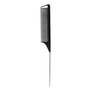 Custom Logo/Color Salon Hairdressing Rat Tail Comb Anti Static Heat Resistant Metal Handle Parting Pointed Tail Comb