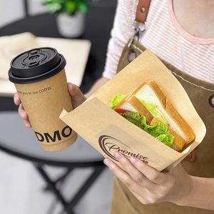 Bolsa de Papel Kraft Ecológica Personalizada para Comida Rápida con Laminación, Bolsa de Papel Impresa Resistente a la Grasa para Pizza y Hamburguesas - Product Image 3