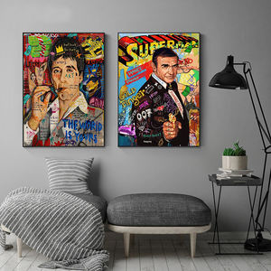 עיצוב הבית Cuadros הצלחה לעשות כסף פוסטרים עשיר כסף קיר אמנות ממוסגר בד מופשט גרפיטי פופ תמונות - Product Image 4