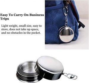 Tasse pliable en acier inoxydable, portable, télescopique, avec porte-clés, 60 ml, 150 ml, 250 ml - Product Image 5