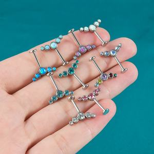 Venta al por mayor de acero quirúrgico CZ gema ópalo Threadless Labret labio Push-In Bar anillo <span class=keywords><strong>diamante</strong></span> Piercing para el cuerpo joyería oreja cartílago <span class=keywords><strong>Tragus</strong></span> - Product Image 1