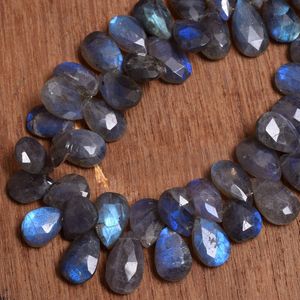 Perles de Labradorite bleue naturelle de qualité AAA en forme de poire à facettes pour la fabrication de bijoux semi-précieuse - Product Image 3