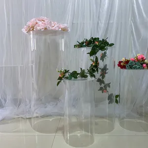 Cakes Dessert Pedestal Food Stand Table Clear Round Cylinder Plinth Acrylic Display Rack For Birthday Party Wedding Decoration