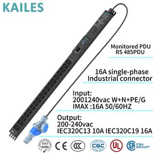ACT Ölçümlü Seri 16A Tek Fazlı AC 200-240V NOM Sertifikalı PDU 16-Bit C13+2-Bit C19 1 Devre Kesici KLS S21 P33 PDU - Product Image 6