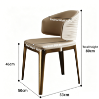 Chaise de salle à manger mobile en cuir véritable, design moderne et minimaliste à motif ondulé, tons crème italo-français, style luxe léger