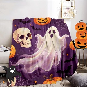 Halloween Pumpkin Ghost Skull Flannel <b>Blanket</b> <b>Throw</b> <b>Blanket</b> Nap <b>Blanket</b> Spooky Halloween Decor Skin Friendly Reversible - Product Image 3