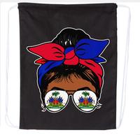Sac à dos portable en polyester à cordon de serrage, motif national haïtien, idéal pour les sports de plein air, personnalisable – Meilleures ventes