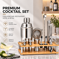 Peralatan Bar Stainless Steel 16Pcs Berkualitas Tinggi untuk Pembuatan Koktail, Set Shaker Koktail
