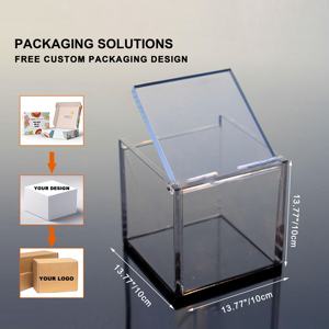 Carré transparent personnalisé écologique pour plexiglas Cube Coffrets cadeaux avec couvercles Présentoir de rangement personnalisé Boîtes de rangement en acrylique - Product Image 4