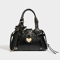 Sac à main tendance en forme de cœur avec cadenas pour femme, style Y2K, clouté, avec poignée supérieure, sac à bandoulière, sac à main à clé, sac à main pour femme