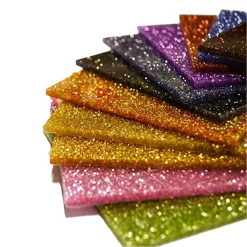 Best Selling 100*100*3Mm Acryl Glitter Decoratieve Lasersnijden Kleurrijke Glitter Gegoten Acryl Plaat