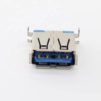 Connecteur USB 3.0 Type A Femelle 9 Broches Montage Central SMT Angle Droit pour PCB 2A 30V Contact en Alliage de Cuivre Isolateur Bleu