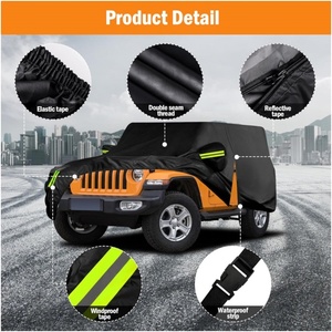Teli Copriauto Impermeabili per <span class=keywords><strong>Jeep</strong></span> <span class=keywords><strong>Wrangler</strong></span> 2/4 Porte 2009-2025, Protezione da Vento, Sole, Pioggia, Raggi UV e Polvere per Esterni e Interni - Product Image 2