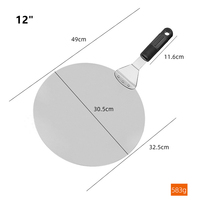 Pengangkat Pizza Manjia 12 inci, Spatula Pengangkat Pizza untuk Memanggang di Oven, Adonan Pizza Buatan Sendiri, Nampan Penyaji Kue Pizza, Pengangkat Pizza