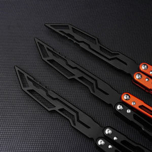 Navaja de Bolsillo Multifuncional de Aluminio EDC, Navaja Plegable de Entrenamiento para Principiantes al Aire Libre, Navaja <span class=keywords><strong>Balisong</strong></span> Portátil de Entrenamiento - Product Image 4