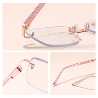 Monture de lunettes sans monture brillante de luxe pour femmes nouvelle mode lunettes œil de chat conception Logo personnalisé lunettes lunettes