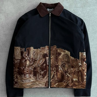 Veste coupe-vent matelassée surdimensionnée pour homme, motif brodé noir, vêtements de rue, vêtements de luxe, designer