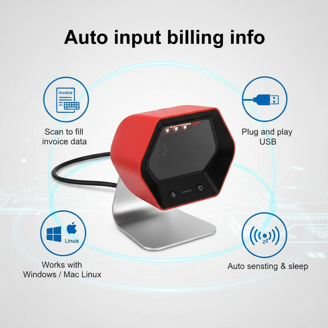 Desktop A8 QR Automatic BarCode Reader Platform Scan for Retail Shops Clothing Stores & Supermarket Inventory Management