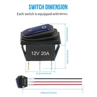 Interrupteur à bascule Defond 12V 24V étanche 3 broches pour bateau, interrupteur à bascule robuste marche/arrêt marine LED I/O pour camping-car, VTT, camion