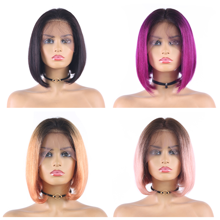 X-TRESS натуральные перуанские человеческие волосы парики с ручной вязкой на шнуровке свободное разделение свободный цвет Омбре натуральные волосы парик короткий боб парик