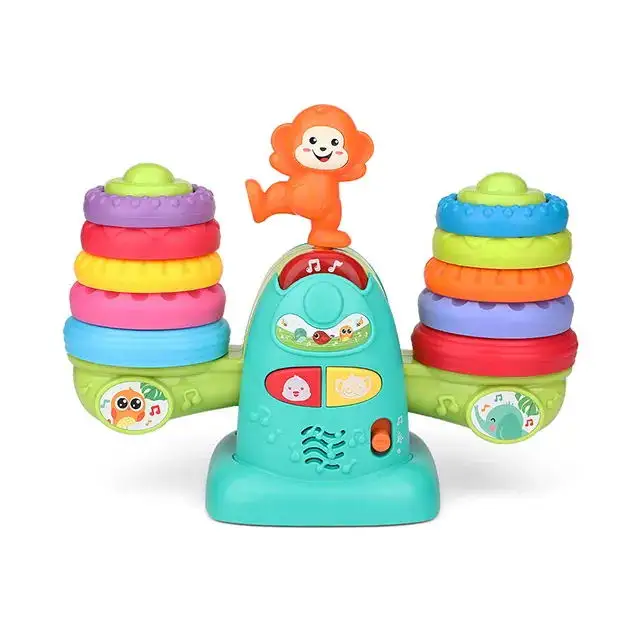 Brinquedos do bebê Monkey Balance Game, brinquedos educativos Stack The Rainbow Rings