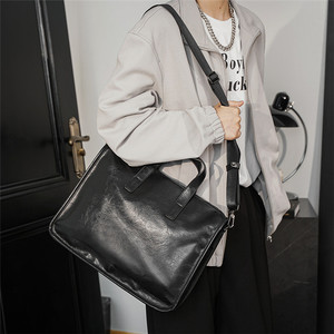 Wholesale Custom PU Leather <strong>Briefcase</strong> for Men Laptop Bag Shoulder Messenger Bag Business Office Laptop Bag Brand Logo - Product Image 3