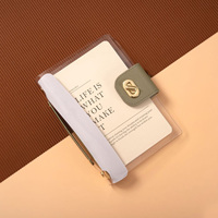 Carnet de voyage transparent en PVC et cuir format A6 pour filles et femmes, planificateur de budget et de trésorerie, avec 6 anneaux dorés, idéal comme cadeau