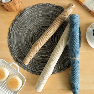 Manteles Individuales Redondos de Hilo de Algodón para el Hogar, Color Azul, Beige, Negro, Marrón Claro, Material PP, Aislamiento Térmico - Product Image 4