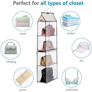 New Trend 4 <b>Shelf</b> Hanging Storage Bag for Handbag Hanging Mesh Bag Closet Organizer Dust Cover Bag Organizer - Product Image 4