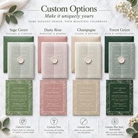 Suite d'invitations de mariage personnalisées vert sauge à thème botanique, avec enveloppe en vélin, sceau de cire et carte RSVP – Fabricant OEM/ODM en gros