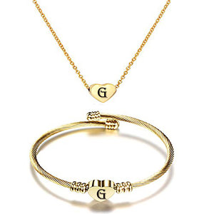 Stainless Steel Heart Necklace And <b>Bracelet</b> <b>Set</b> 18K Gold Plated Women's Jewelry Gift For Her - Product Image 3