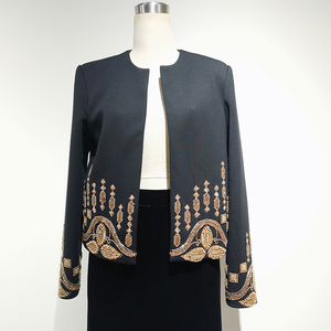 Nouveau Style industrie lourde perlée broderie <span class=keywords><strong>veste</strong></span> bouton unique à manches longues décontracté mode strass manteau femmes - Product Image 1