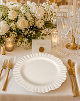 Assiette à dîner en céramique blanche à bord festonné, assiette de service en porcelaine pour mariage, vaisselle de table pour la maison