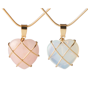 Collana con Ciondolo a Forma di Castello in Quarzo Rosa e Diamante, Pendente a Cuore in Pietra di Luna, Gioielli alla Moda per Donne, Regalo per Lei - Product Image 1