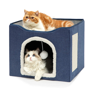 Cueva para gatos grande para casa de gatos con bola esponjosa y almohadilla para rascar, escondite plegable para gatos, casa para mascotas - Product Image 3