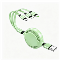Câble de charge rétractable 3-en-1 en silicone liquide, charge rapide 3A, cordon de données multi-USB, logo personnalisé double face, cadeau, vente en gros