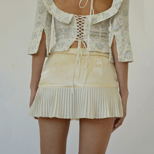 Minifalda plisada de cintura alta para mujer, falda corta de satén con bloques de color a la moda FD9602 - Product Image 2