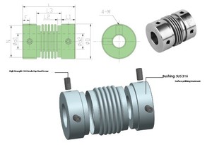 Accouplement à soufflet pour vis mère en acier, accouplement à couple élevé, accouplement pour vis mère de moteur, personnalisable OEM, diamètre de trou de 100 mm, 2000 N-m - Product Image 3