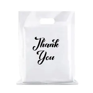 Custom Logo Printed Boutique Ldpe Die Cut Handle Thank You Plastic Carrier Gift Shopping Bags For Retail Small Business