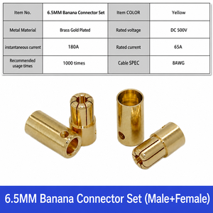 Conector Banana de Latón CNC de 180A, Alta Corriente, 6.5mm, Carcasa Metálica Chapada en Oro, para Piezas de Drones Compatibles y Modelos <span class=keywords><strong>RC</strong></span> - Product Image 4